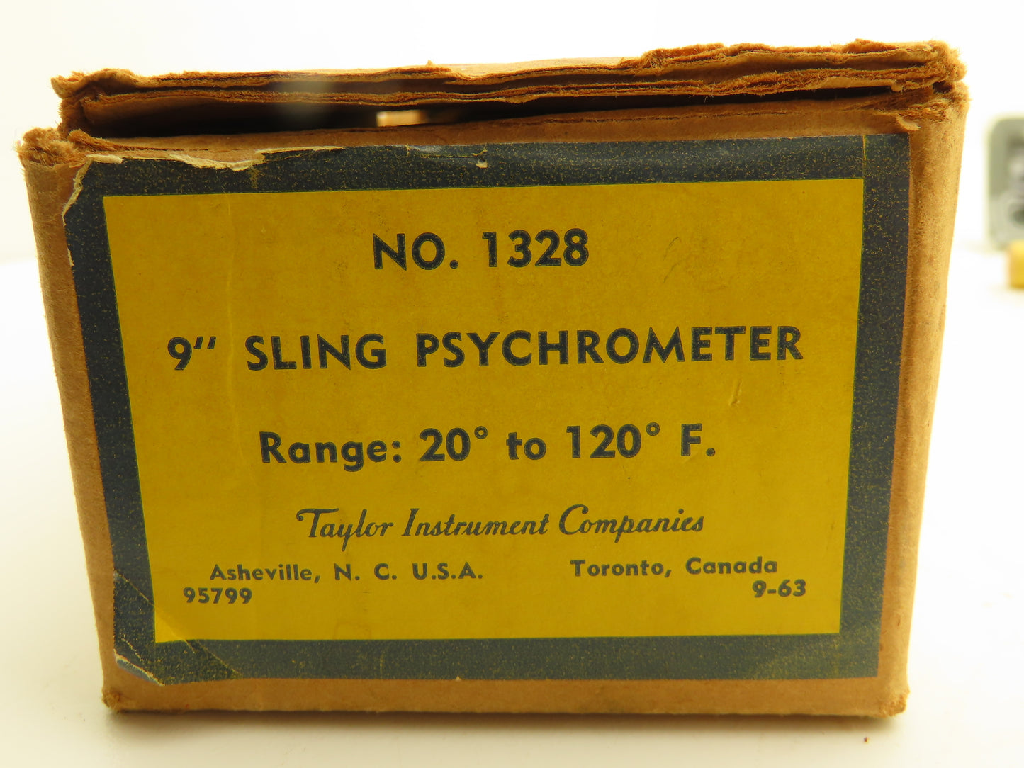 Taylor 1328A Sling Psychrometer Hygrometer Thermometer 9" Tubes 20-120° F