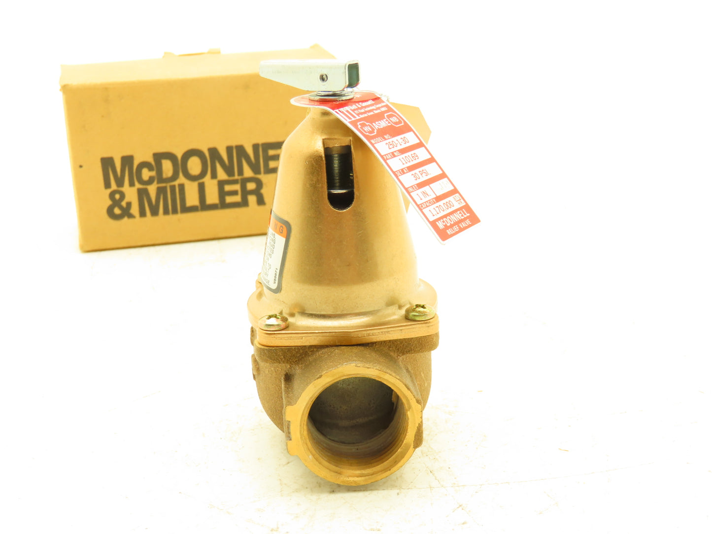 McDonnell & Miller 250-1-30 Pressure Relief Valve 1" NPT 30 PSI Bronze Rev 7