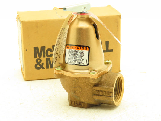 McDonnell & Miller 250-1-30 Pressure Relief Valve 1" NPT 30 PSI Bronze Rev 7
