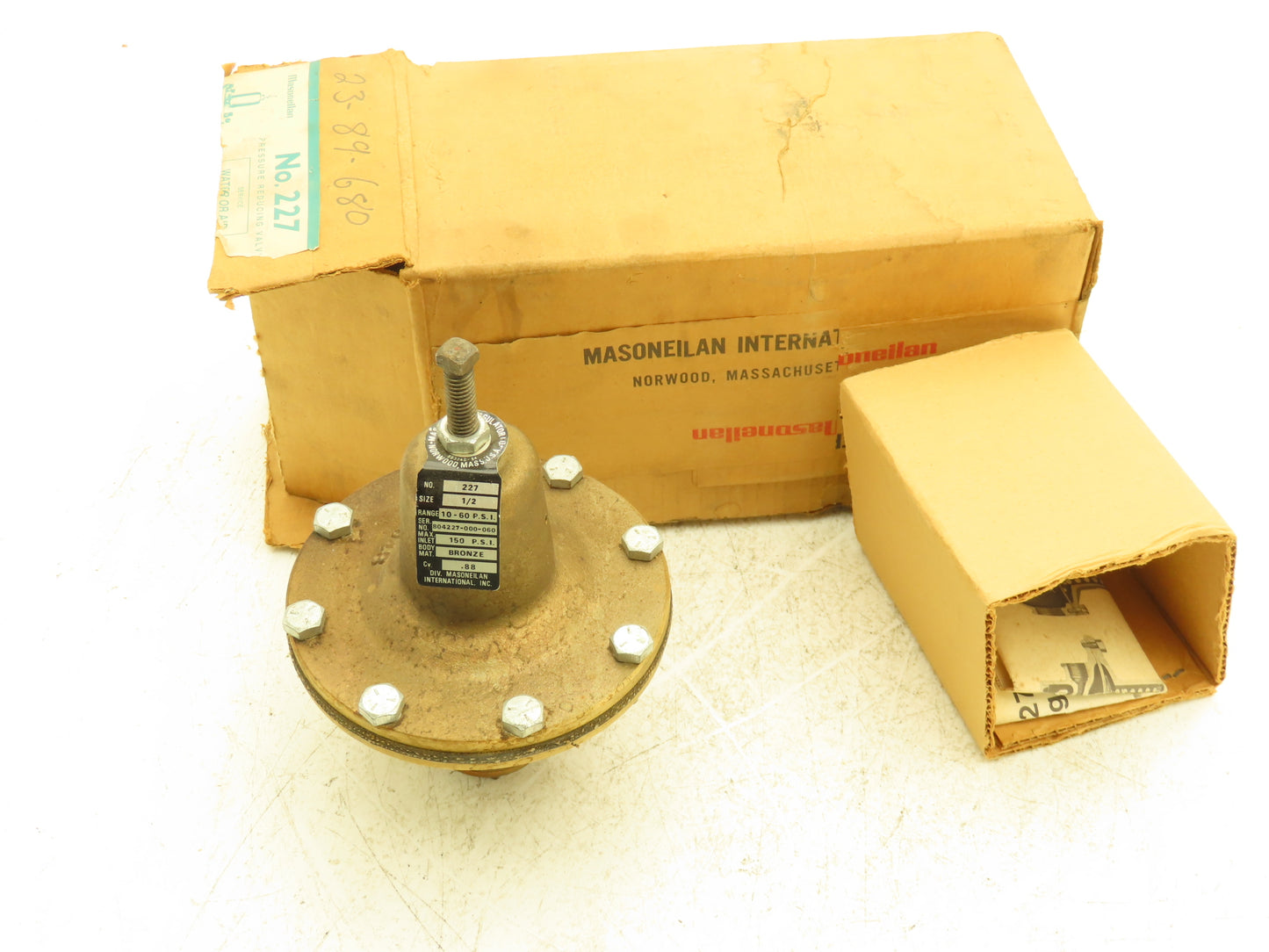 Masoneilan 227 Bronze Regulator Pressure Reducing Valve 150 PSI Max 1/2" NPT