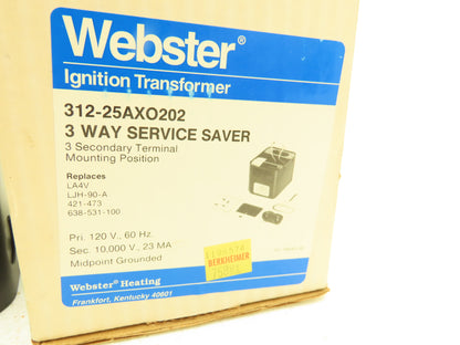 Webster 312-25AXO202 Ignition Transformer 3 Way Service Saver Pri 120V Vintage