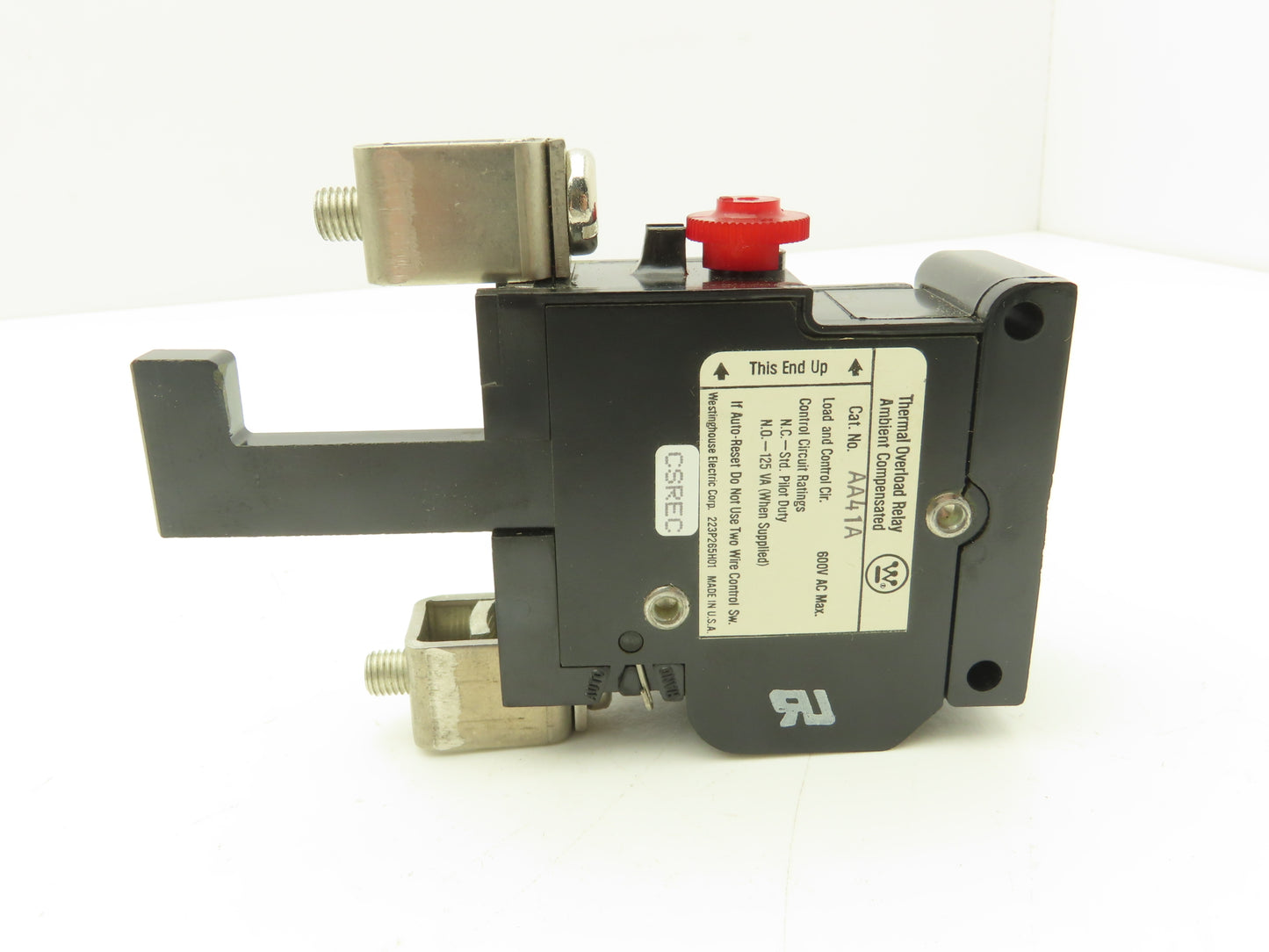 Westinghouse AA41A Thermal Overload Relay 1 Pole 600 VAC A200 Starter Mounting