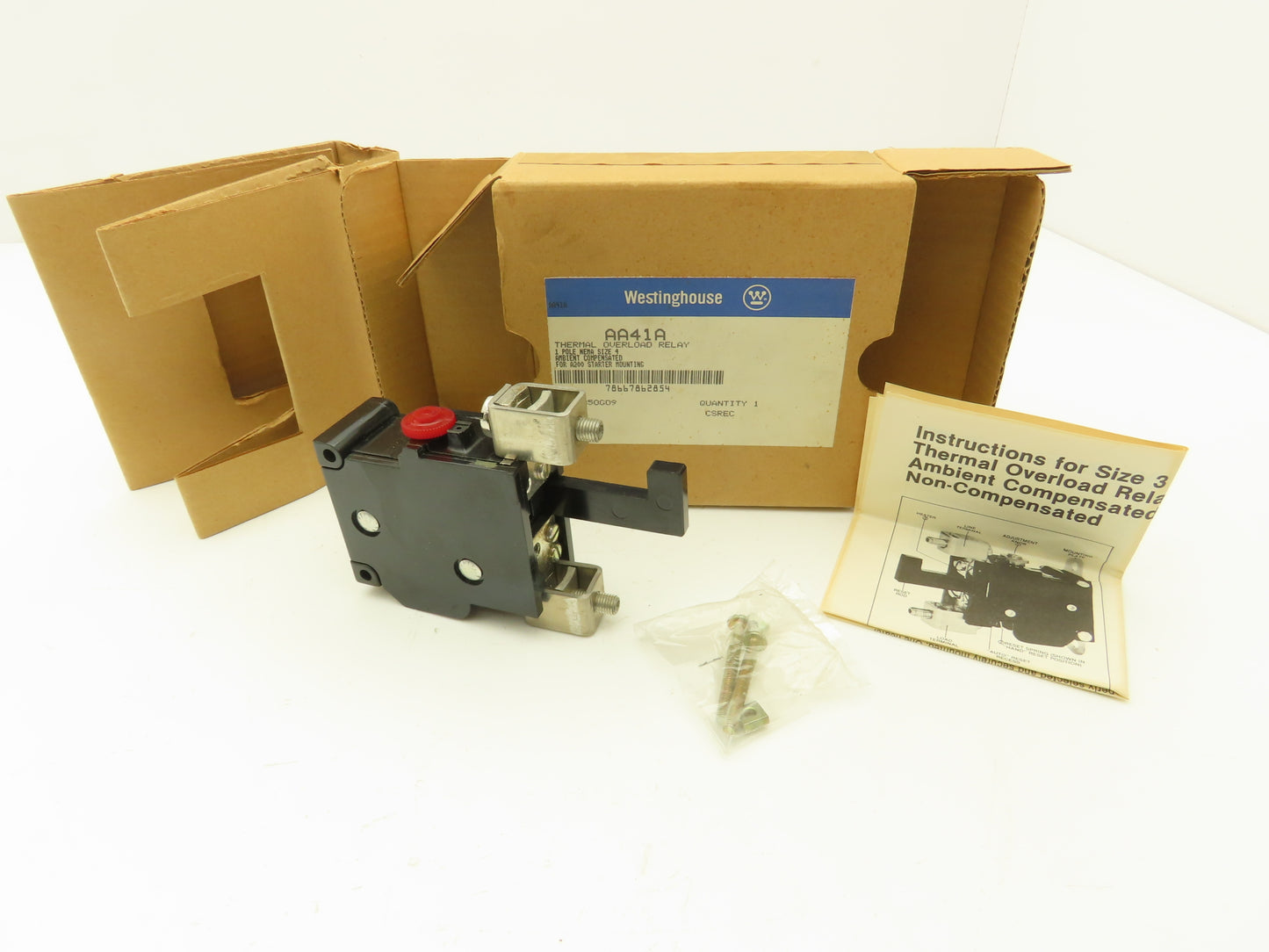 Westinghouse AA41A Thermal Overload Relay 1 Pole 600 VAC A200 Starter Mounting