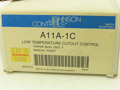 Johnson Controls A11A-1C Low Temperature Cutout Control 35/45 Deg Manuel Reset