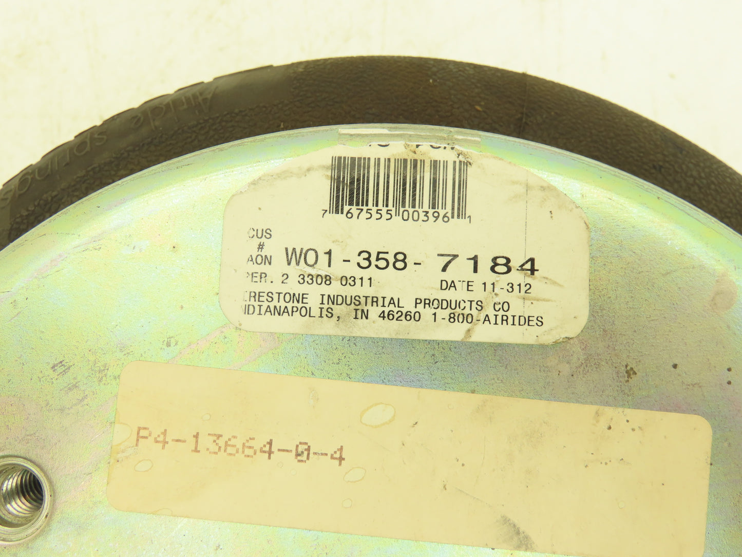 Firestone W01-358-7184 Airide Air Spring Air Bag 12" OD 9" Plate 3/4" NPT