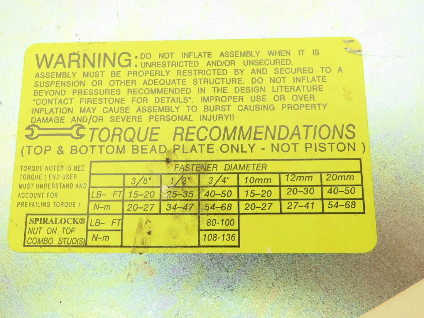 Firestone W01-358-7184 Airide Air Spring Air Bag 12" OD 9" Plate 3/4" NPT
