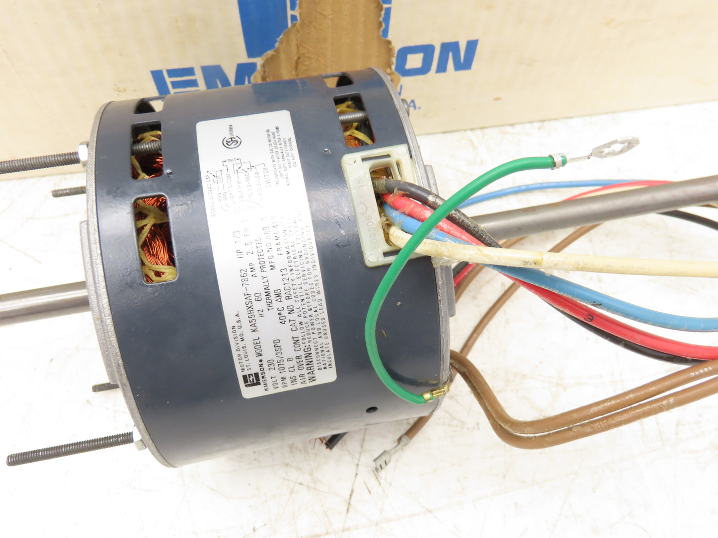 Emerson RAC 1213 AC Motor 1/3 HP 1075RPM 230V 60Hz Double Shaft