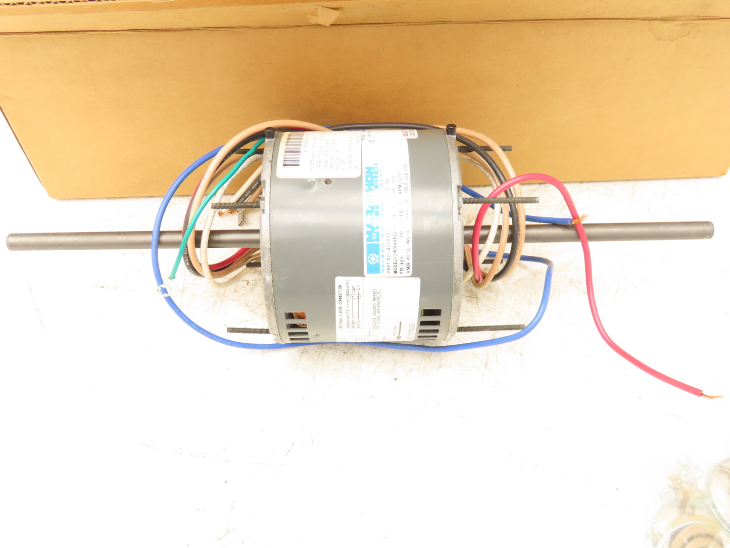 Marathon ZWN48A1101677A AC Fan Motor 1/3 HP 1075RPM 230V 1Ph 60Hz Double End