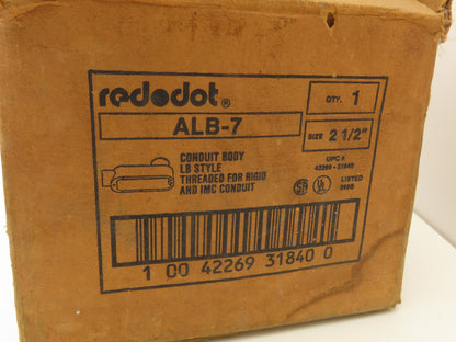 Red Dot ALB-7 Conduit Body Series A Type LB Size 2-1/2" Die Cast Aluminum