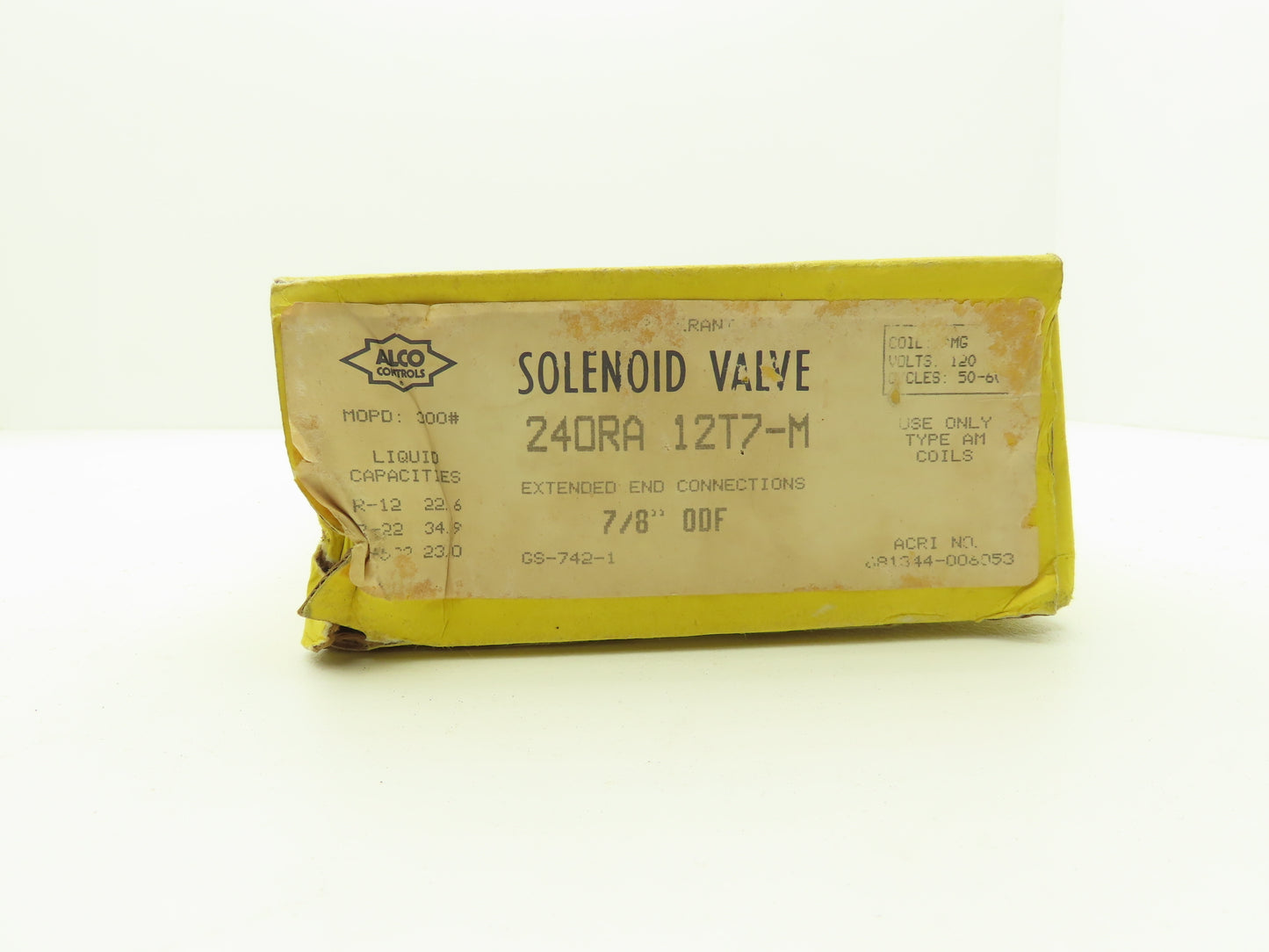 Alco Controls 240RA 12T7-M Solenoid Valve 120VAC 50/60Hz 7/8" ODF Extended End