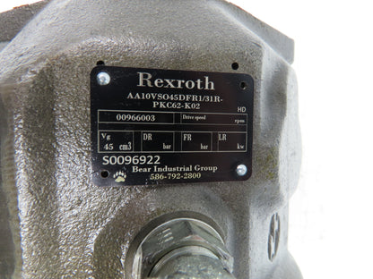 Rexroth AA10VSO45DFR1/31R-PKC62-K02 Hydraulic Piston Pump Series 31 Flow Control