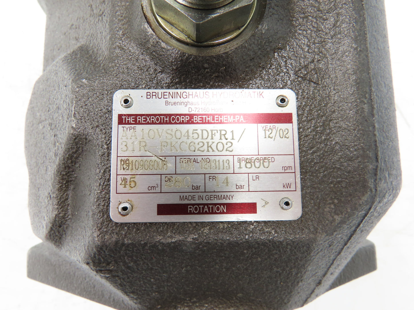 Brueninghaus Rexroth AA10VS045DFR1/31R-PKC62K02 Hydraulic Piston Pump Series 31