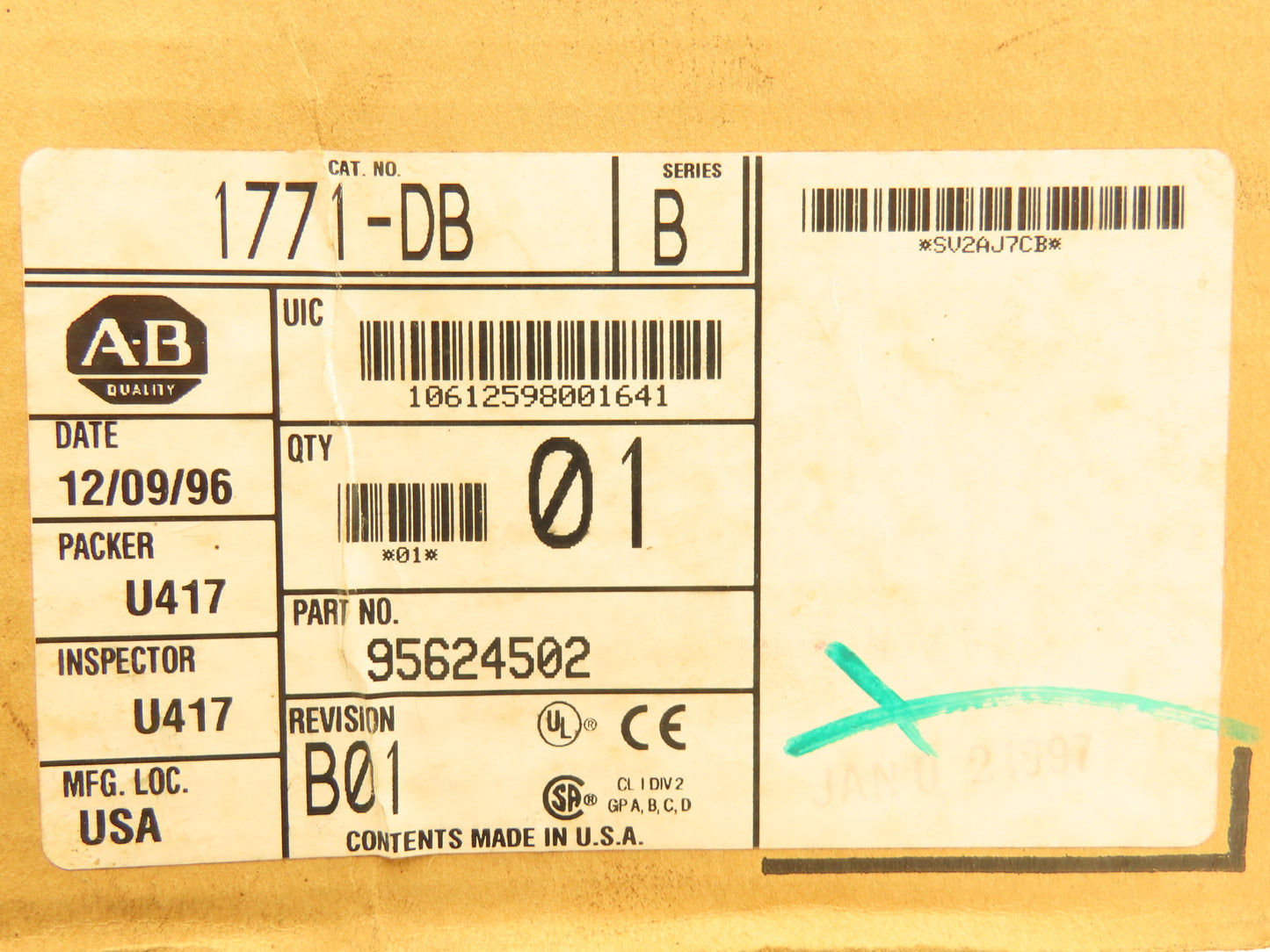 Allen Bradley 1771-DB/B PLC Basic Module Ser B FW Rev B