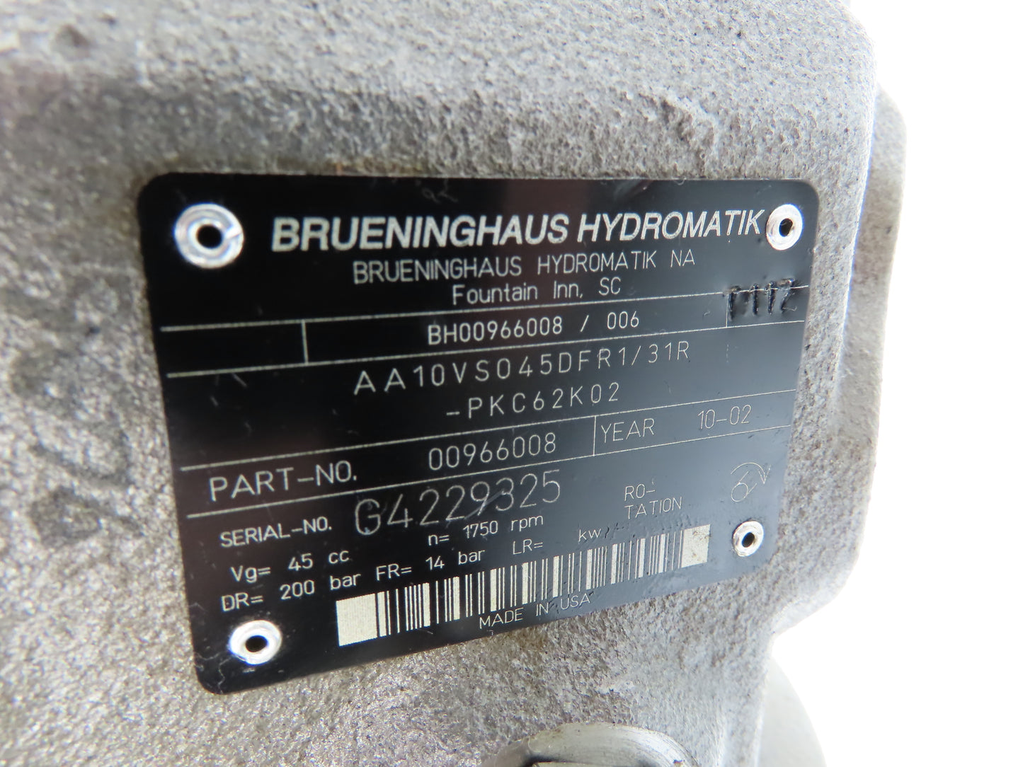 Brueninghaus Rexroth AA10VS045DFR1/31R-PKC62K02 Hydraulic Piston Pump Series 31