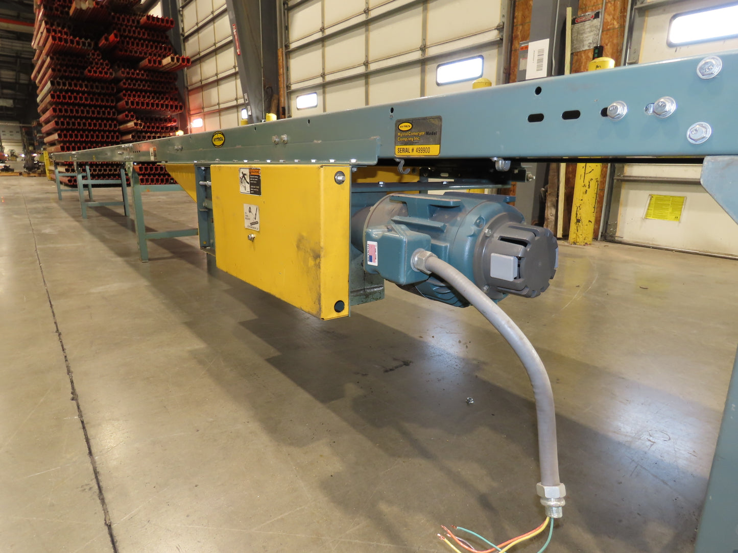 Hytrol 18"x 50' Slider Bed Conveyor 15.5" Belt 2Hp 3PH Center Drive 53FPM