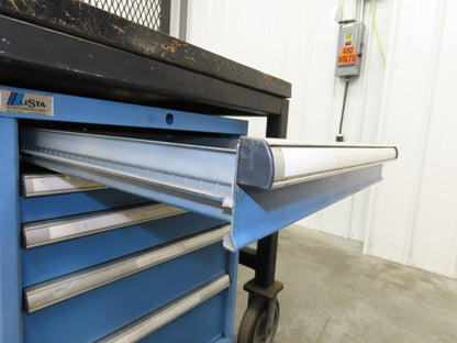 Lista Workbench Wood Top 48x30" 6 Drawer Tool Storage Cabinet Mesh Back Rack