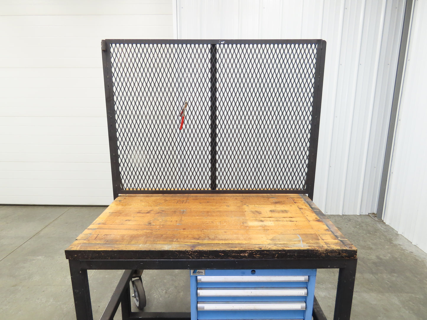 Lista Workbench Wood Top 48x30" 6 Drawer Tool Storage Cabinet Mesh Back Rack