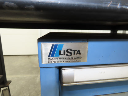 Lista Workbench Wood Top 48x30" 6 Drawer Tool Storage Cabinet Mesh Back Rack