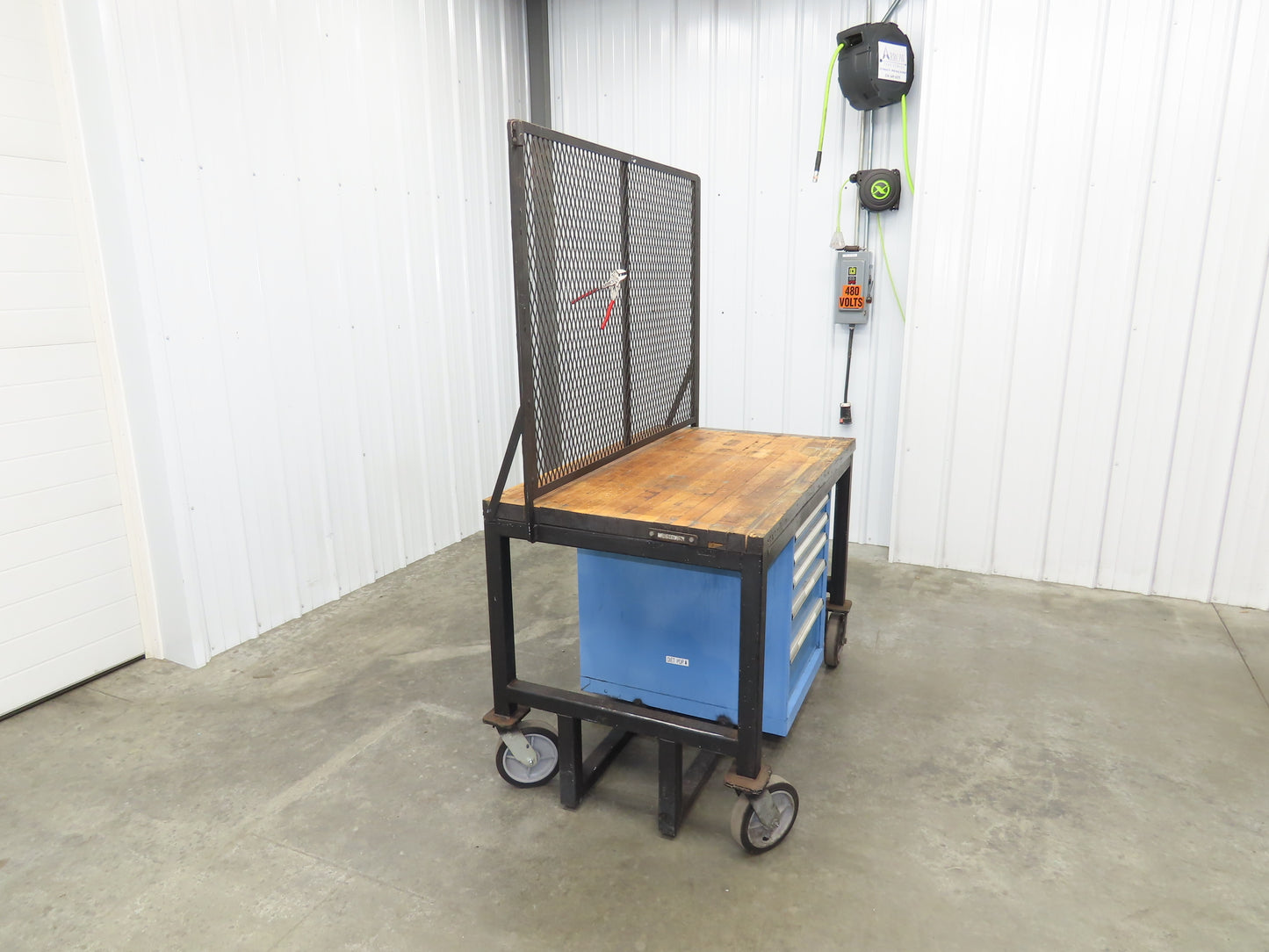 Lista Workbench Wood Top 48x30" 6 Drawer Tool Storage Cabinet Mesh Back Rack