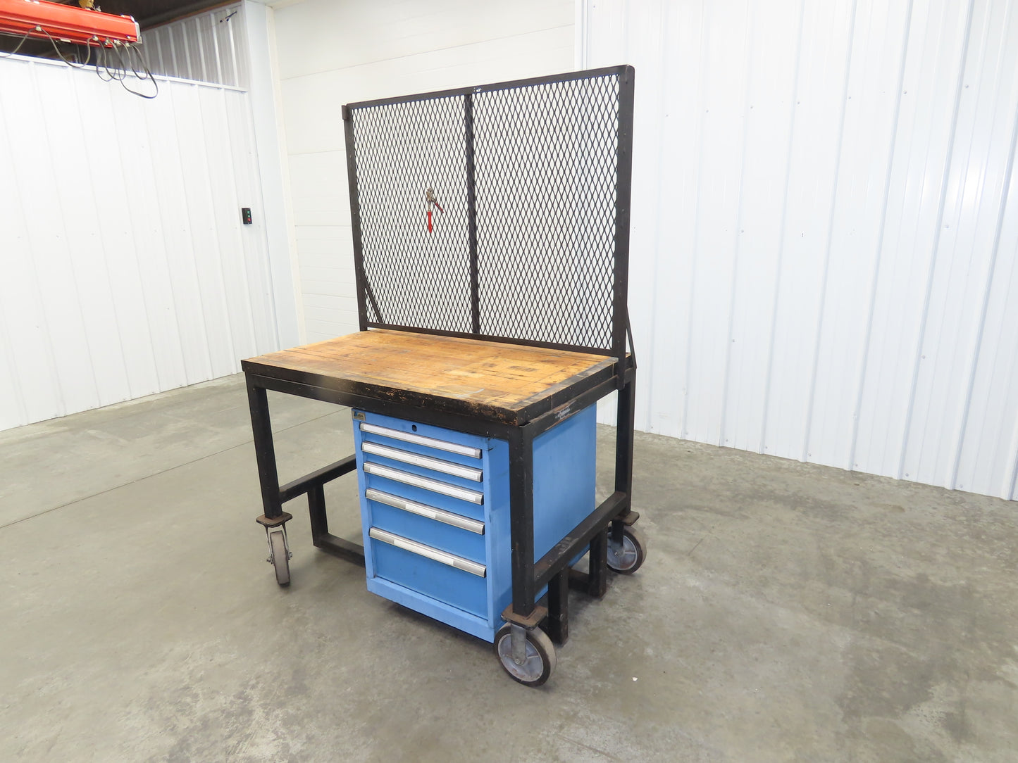 Lista Workbench Wood Top 48x30" 6 Drawer Tool Storage Cabinet Mesh Back Rack