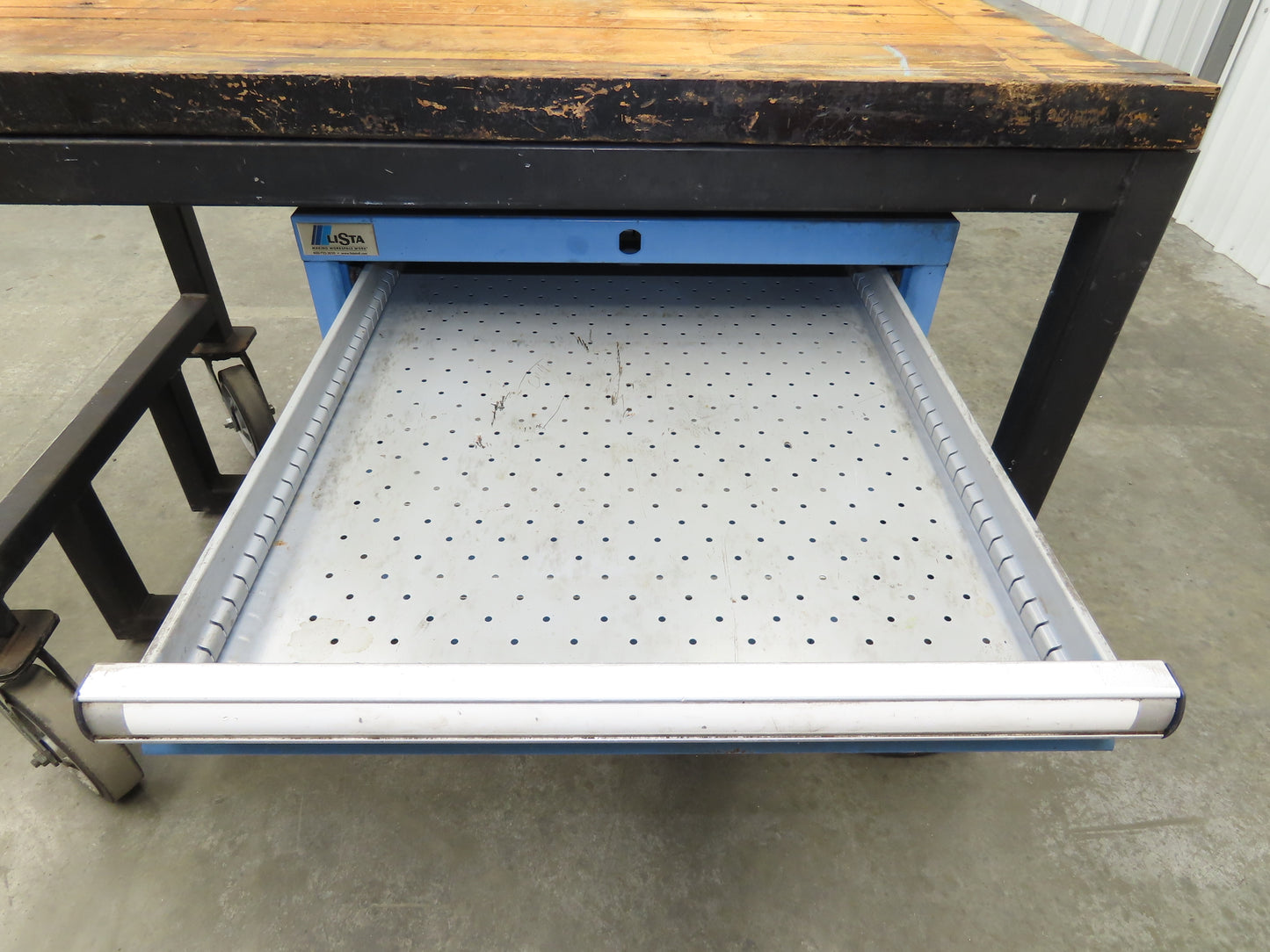 Lista Workbench Wood Top 48x30" 6 Drawer Tool Storage Cabinet Mesh Back Rack