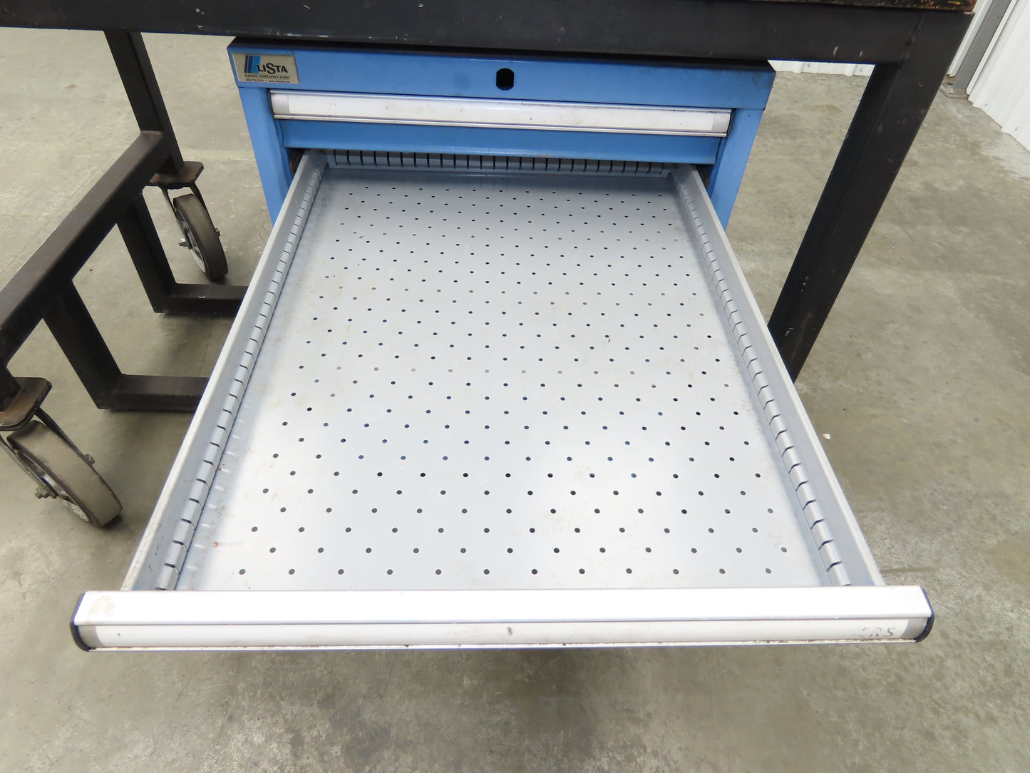 Lista Workbench Wood Top 48x30" 6 Drawer Tool Storage Cabinet Mesh Back Rack