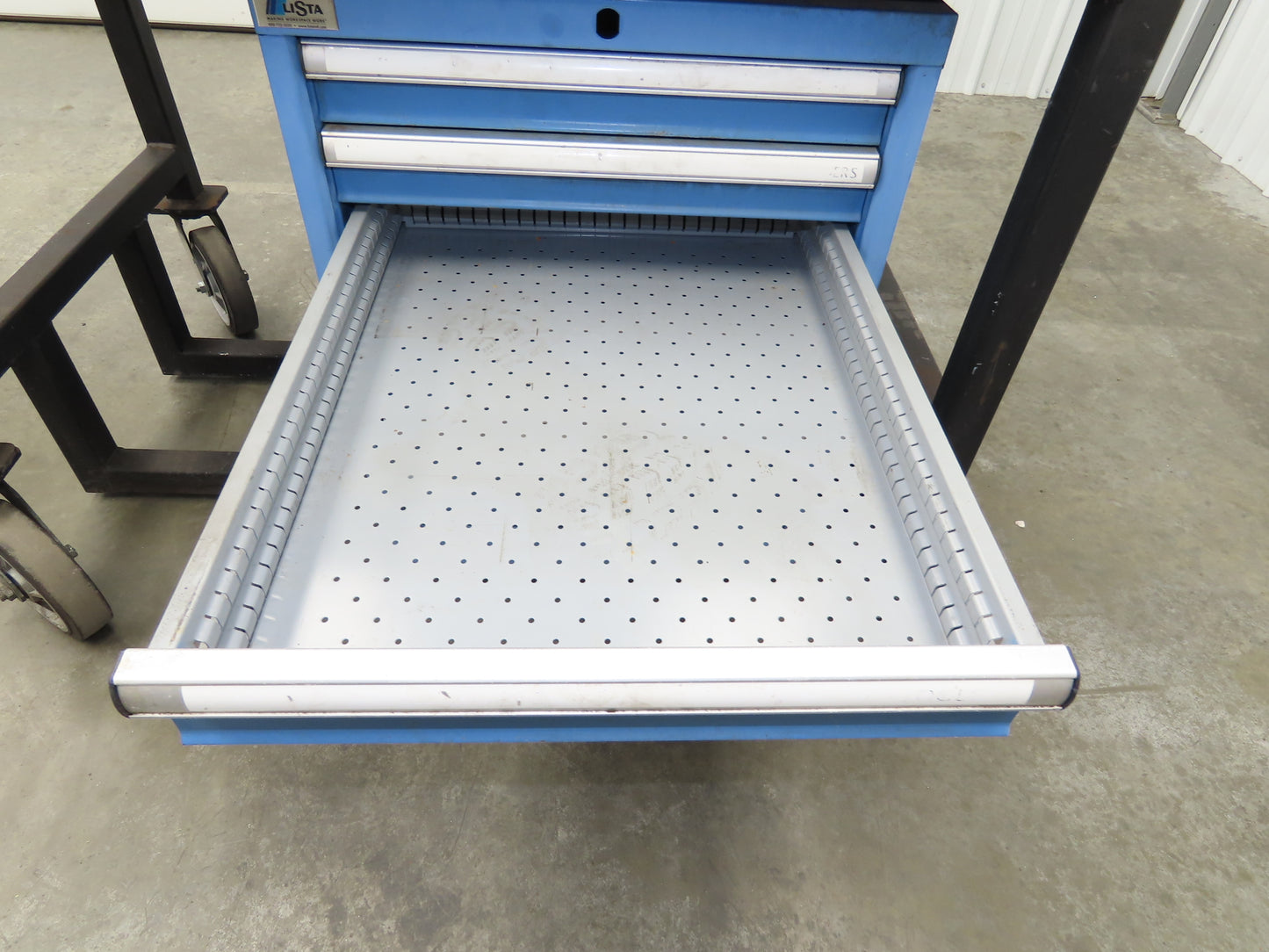 Lista Workbench Wood Top 48x30" 6 Drawer Tool Storage Cabinet Mesh Back Rack