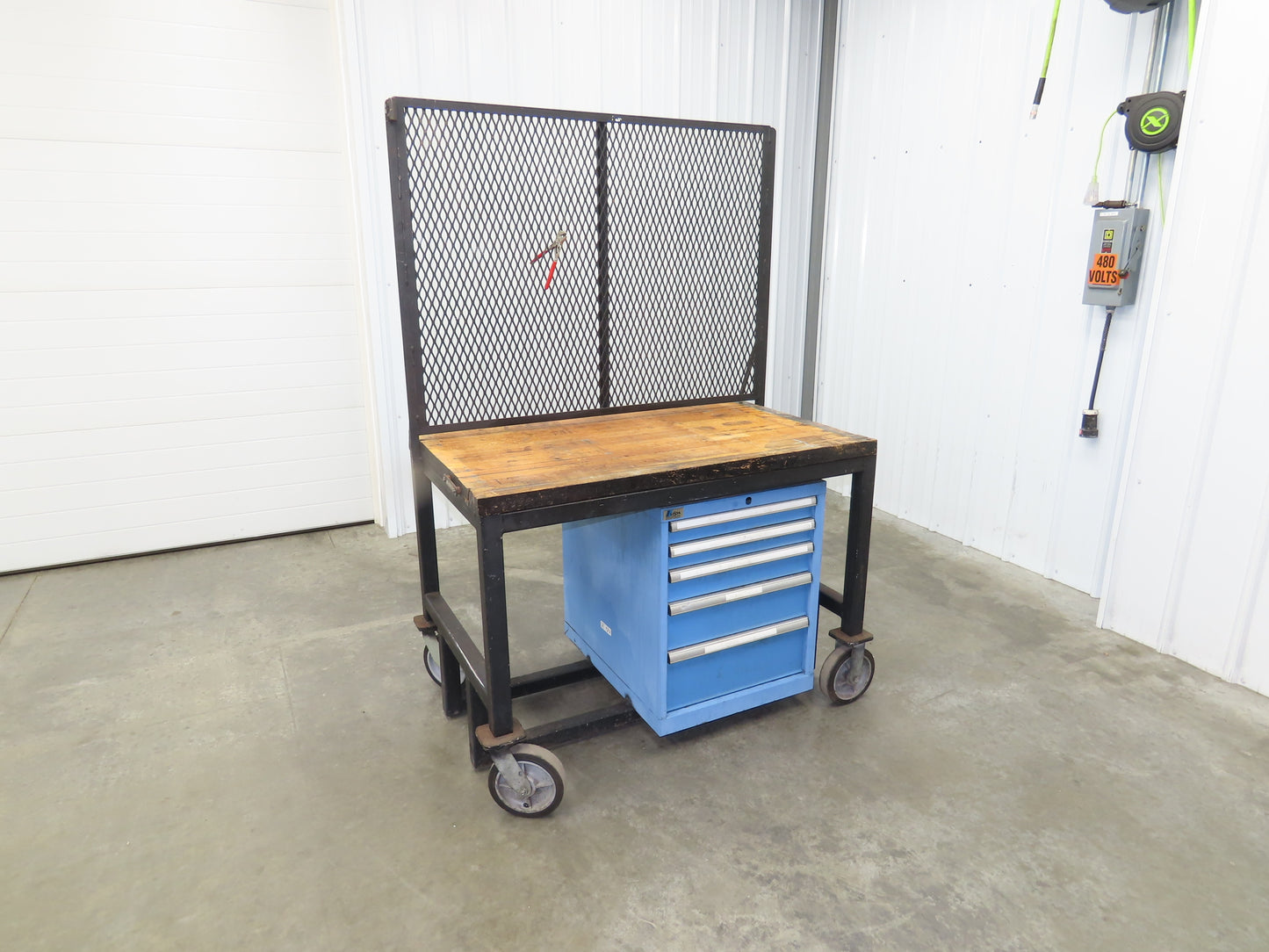 Lista Workbench Wood Top 48x30" 6 Drawer Tool Storage Cabinet Mesh Back Rack