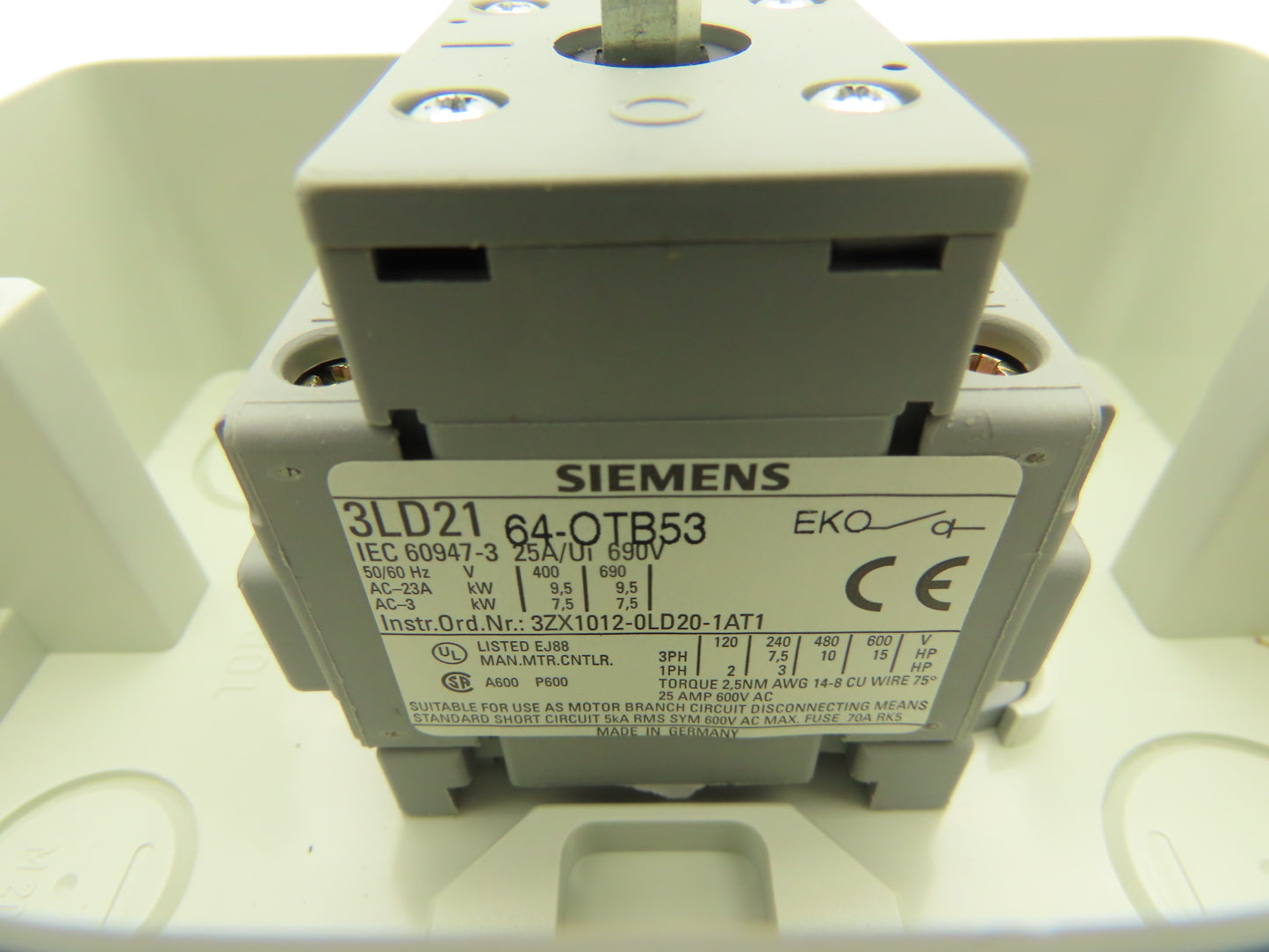 Siemens 3LD2164-OTB53 Disconnector Switch Main Emergency Stop 400VAC 25A 9.5kW