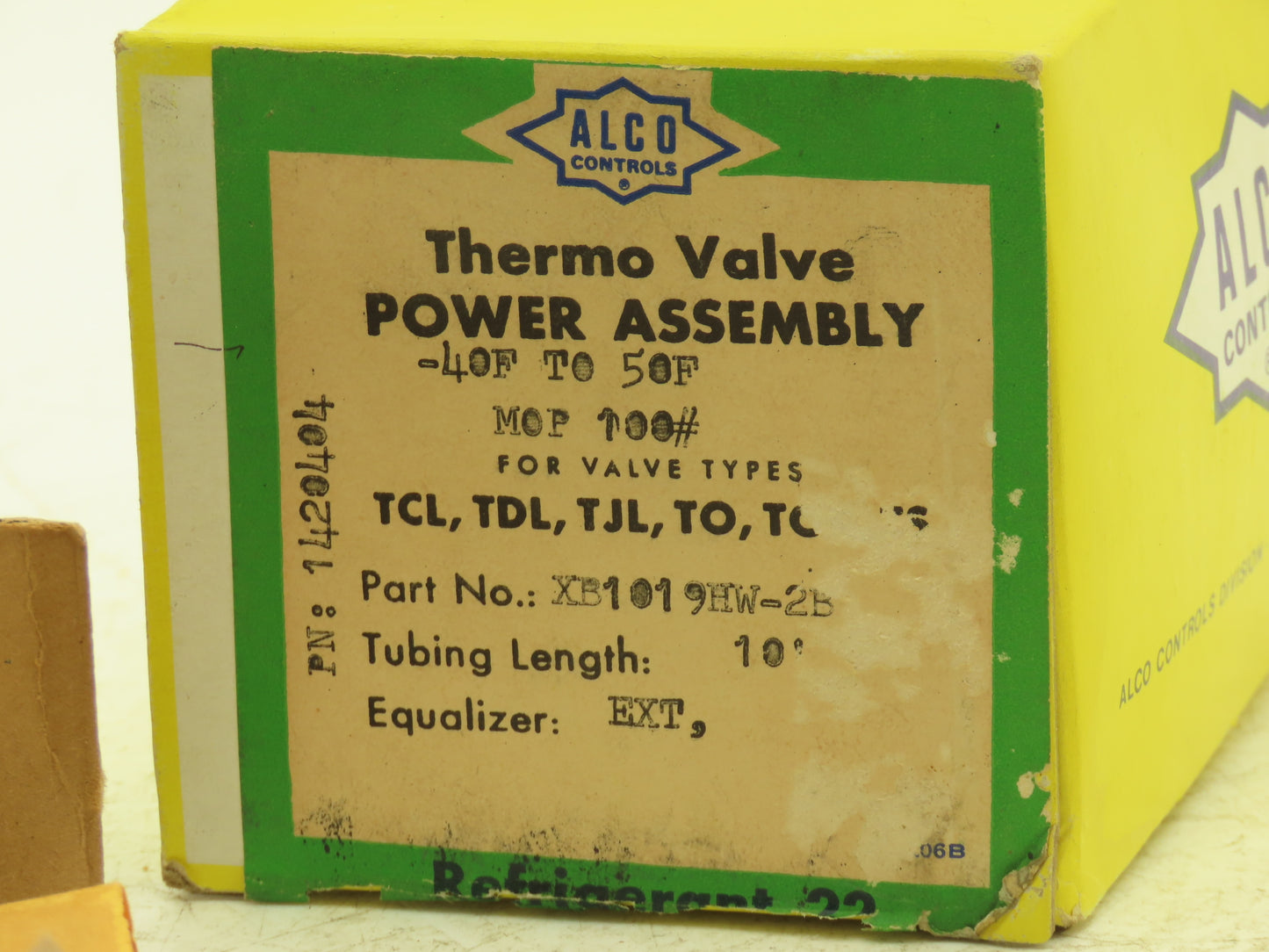 Alco XB 1019 HW100-2B Thermostatic Expansion Valve Power Assy -40 to 50°F