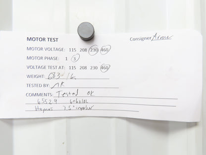 Haynes 6552-9 Vertical Centrifugal Pump 6x6" Flanged 1260gpm 10Hp Motor 230/460V