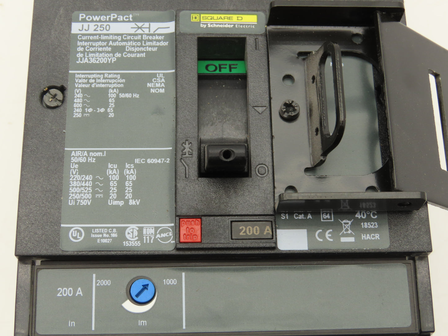 Schneider JJA36200YP Square D Powerpact 200A Circuit Breaker 600V 3 Pole I-Line