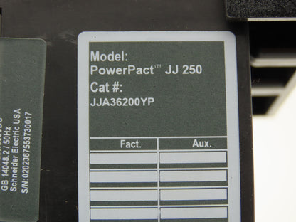 Schneider JJA36200YP Square D Powerpact 200A Circuit Breaker 600V 3 Pole I-Line