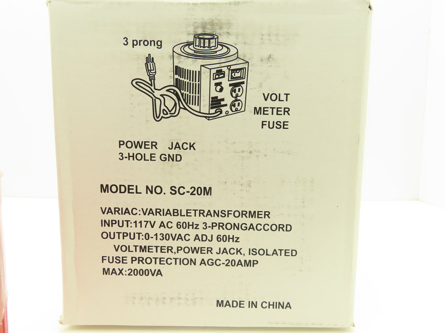 Variac SC-20M Variable Transformer 115V 60Hz Input 0-130V Adjustable 60Hz Output