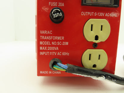 Variac SC-20M Variable Transformer 115V 60Hz Input 0-130V Adjustable 60Hz Output