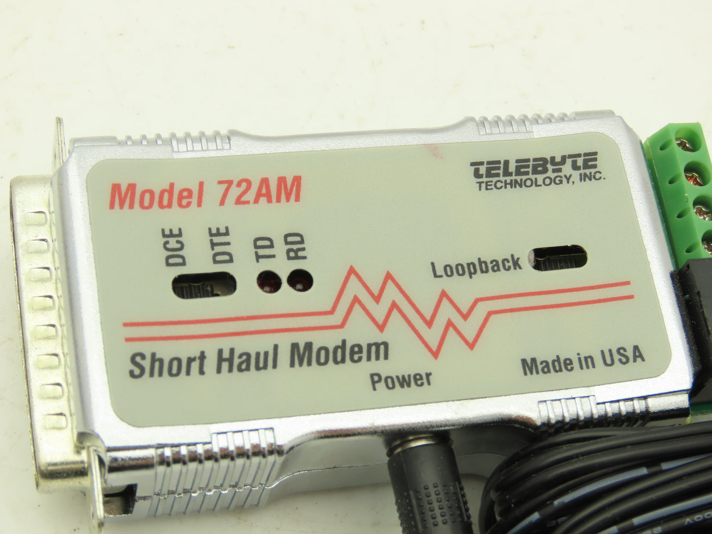 Telebyte Model 72AM Short Haul Modem With Power Supply 120VAC In 9VAC Out
