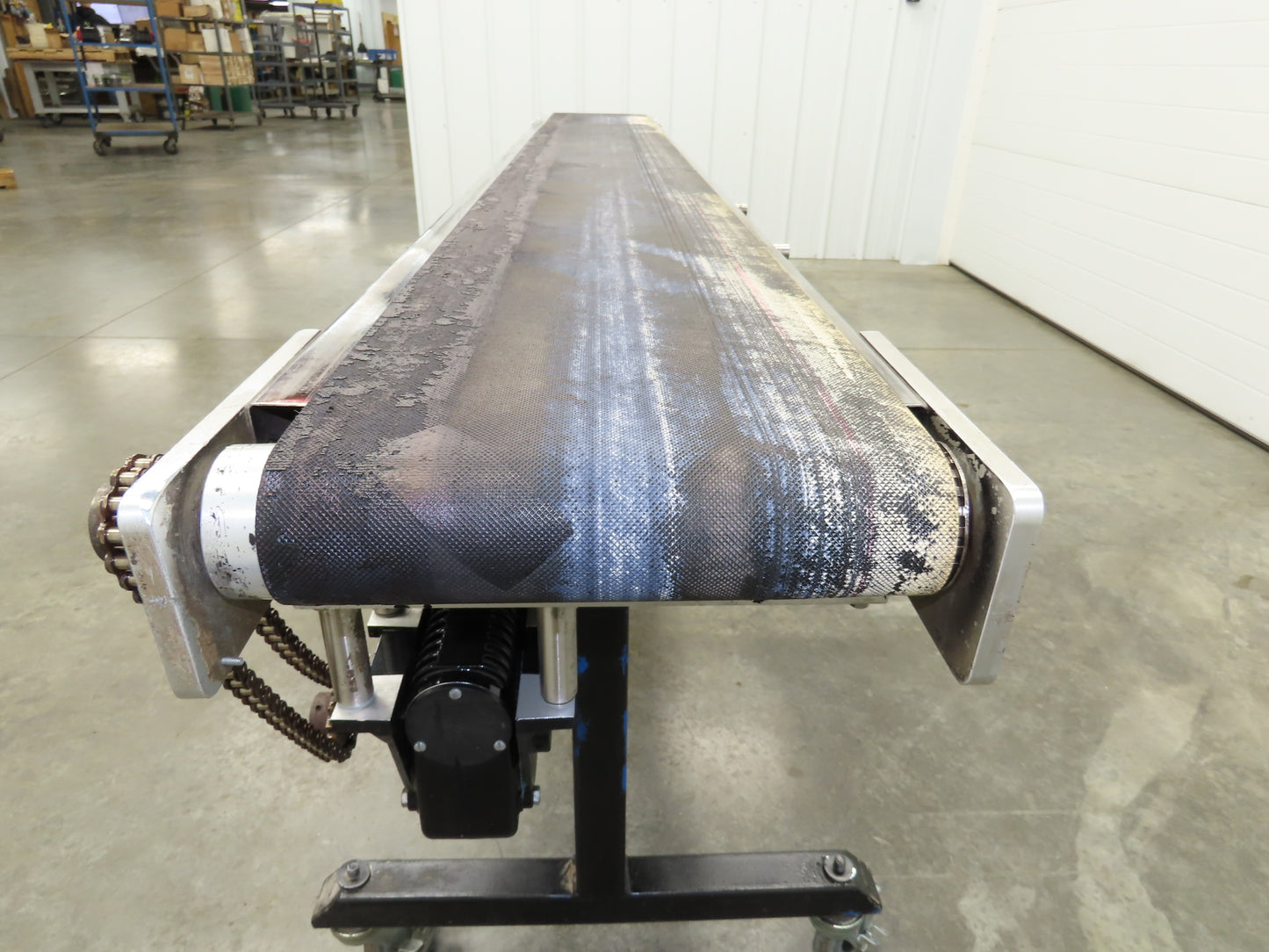 Steeltek 8' 8" Portable Conveyor 12"Belt Stainless 230/460V Chain Drive 140FPM