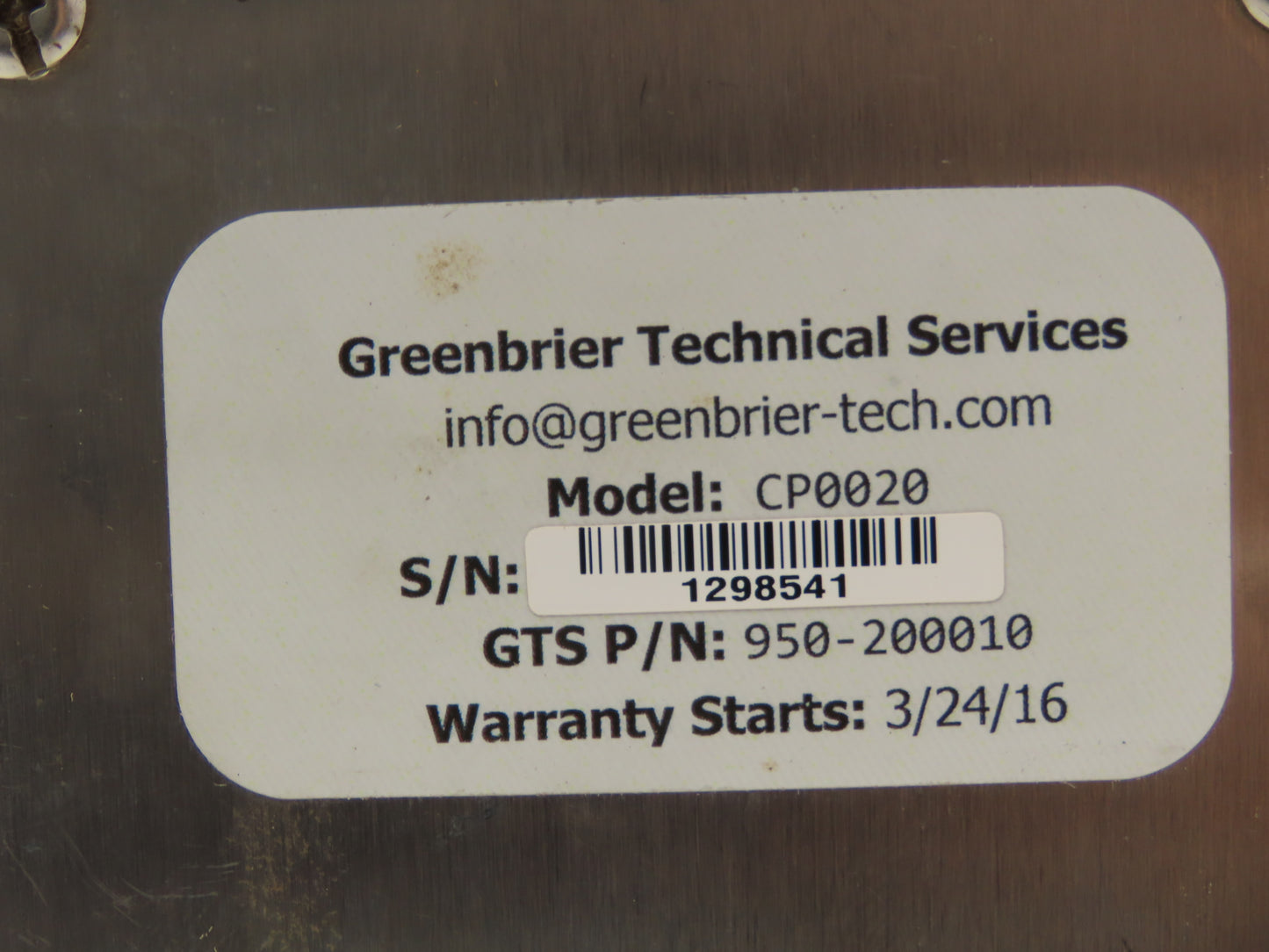 Greenbrier Technical CP0020 Digital Temperature Controller 105-250V 950-200010
