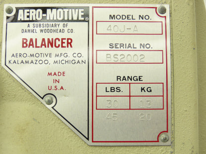 Aero-Motive 40J-A Tool Balancer 30 lb Capacity Spring Retracting
