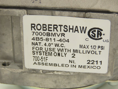 Robertshaw 700-51F 700 Series Millivolt Gas Valve 750mV 1/2x1/2" 7000BMVR