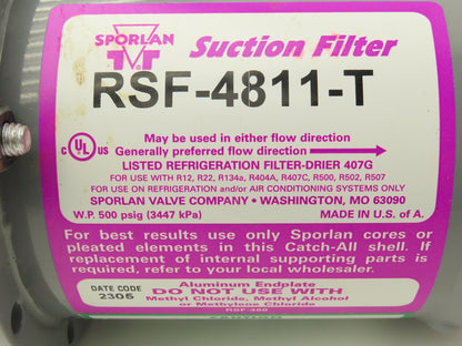 Sporlan RSF-4811-T Suction Line Filter Drier 1-3/8" ODF Solder Sweat 800510