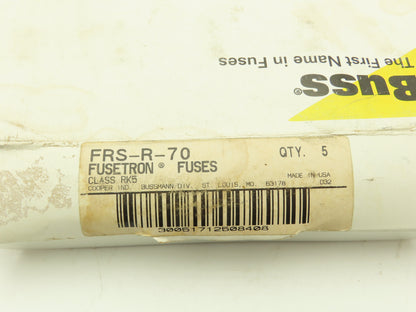 Fusetron FRS-R-70 Bussmann Time Delay Fuse Dual Element 70A 600VAC Lot Of 5