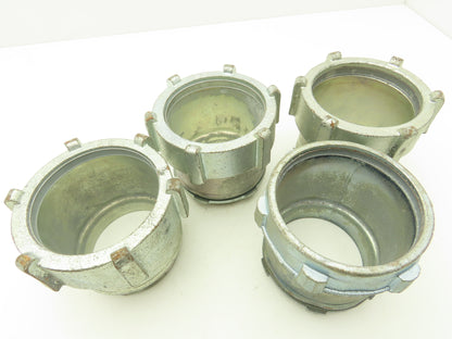 3 1/2" EMT Conduent Compression Connector Steel W Cast Iron Nut Lot of 4