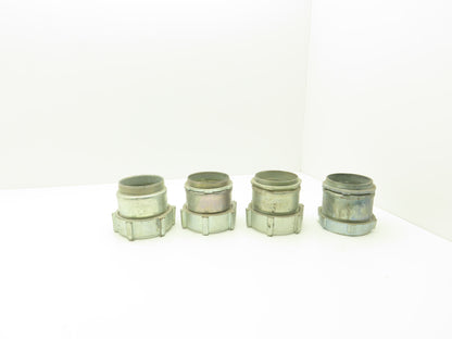 3 1/2" EMT Conduent Compression Connector Steel W Cast Iron Nut Lot of 4