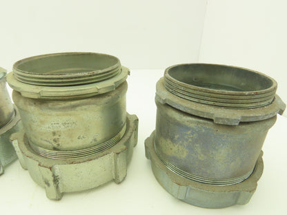 3 1/2" EMT Conduent Compression Connector Steel W Cast Iron Nut Lot of 4