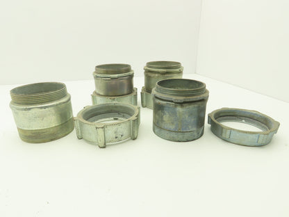 3 1/2" EMT Conduent Compression Connector Steel W Cast Iron Nut Lot of 4