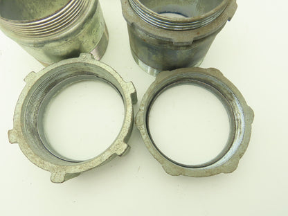 3 1/2" EMT Conduent Compression Connector Steel W Cast Iron Nut Lot of 4
