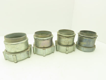 3 1/2" EMT Conduent Compression Connector Steel W Cast Iron Nut Lot of 4