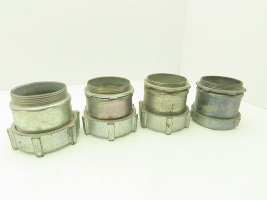3 1/2" EMT Conduent Compression Connector Steel W Cast Iron Nut Lot of 4
