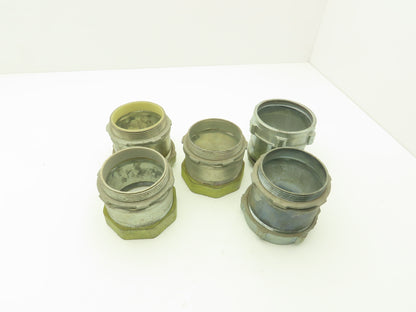 3-1/2" EMT Conduent Compression Connector Assorted 2 Insulated Throat Lot of 5